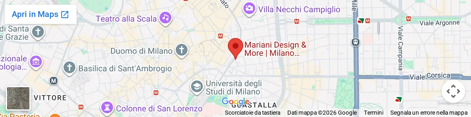 Map: Mariani Design showroom in Milan, Via Uberto Visconti di Modrone 8a