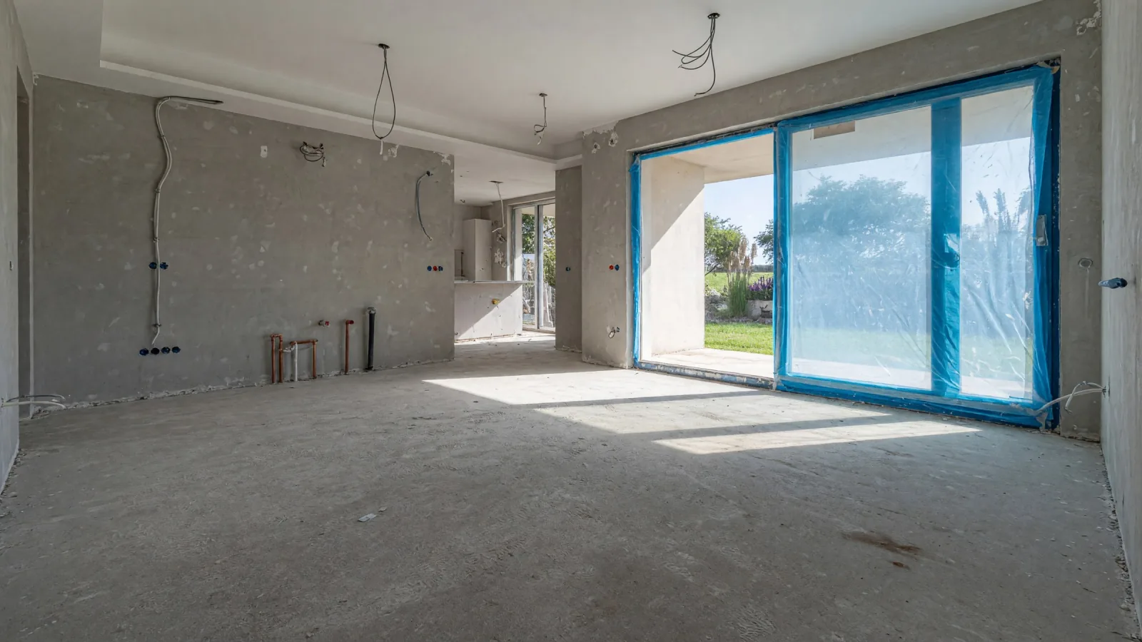 La stessa vista allo stato di cantiere, ricostruzione con l'AI a partire dal render