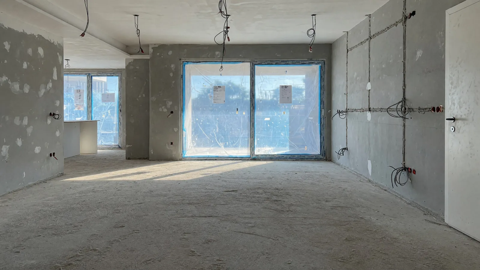 La stessa vista allo stato di cantiere, ricostruzione con l'AI a partire dal render