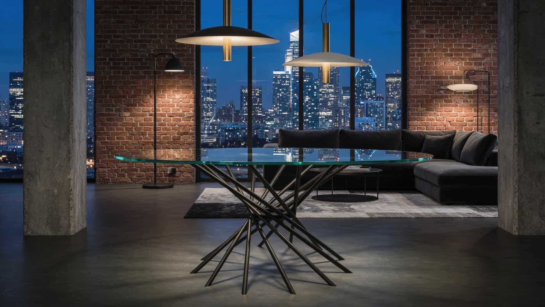 Tavolo Vibrazione Mariani Design — vista laterale, tavolo su misura