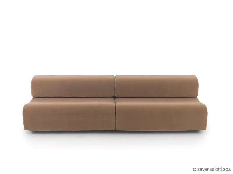 Arflex Bobo sofa with two seats side by side, taupe, front view