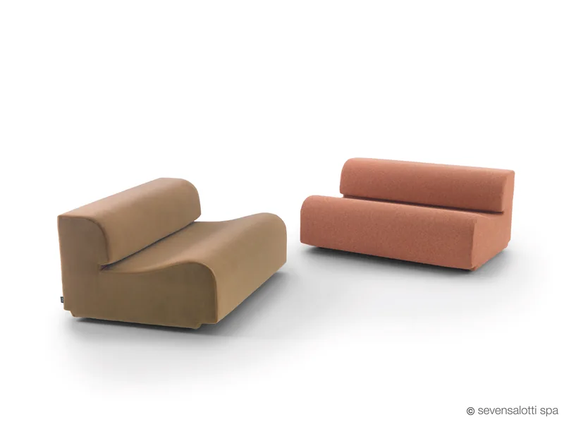 Two Arflex Bobo seats, taupe and coral