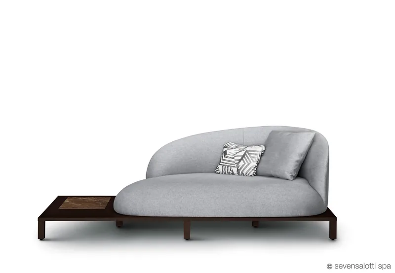Divano Bonsai Arflex con base in legno e piano d'appoggio, grigio chiaro