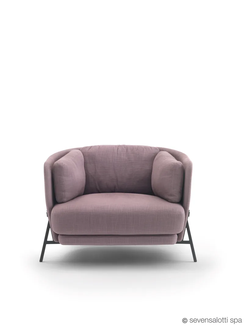 Poltrona Cradle Arflex color malva, vista frontale