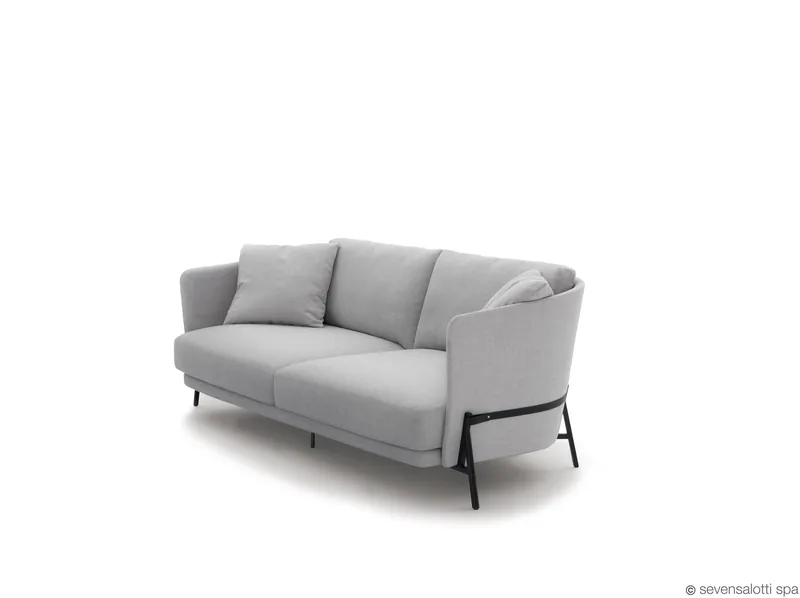 Arflex Deep Cradle sofa, light grey, three-quarter view