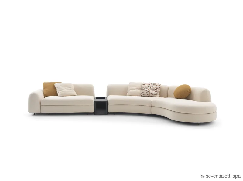 Composizione Edo Arflex con modulo scuro e terminale curvo, color crema