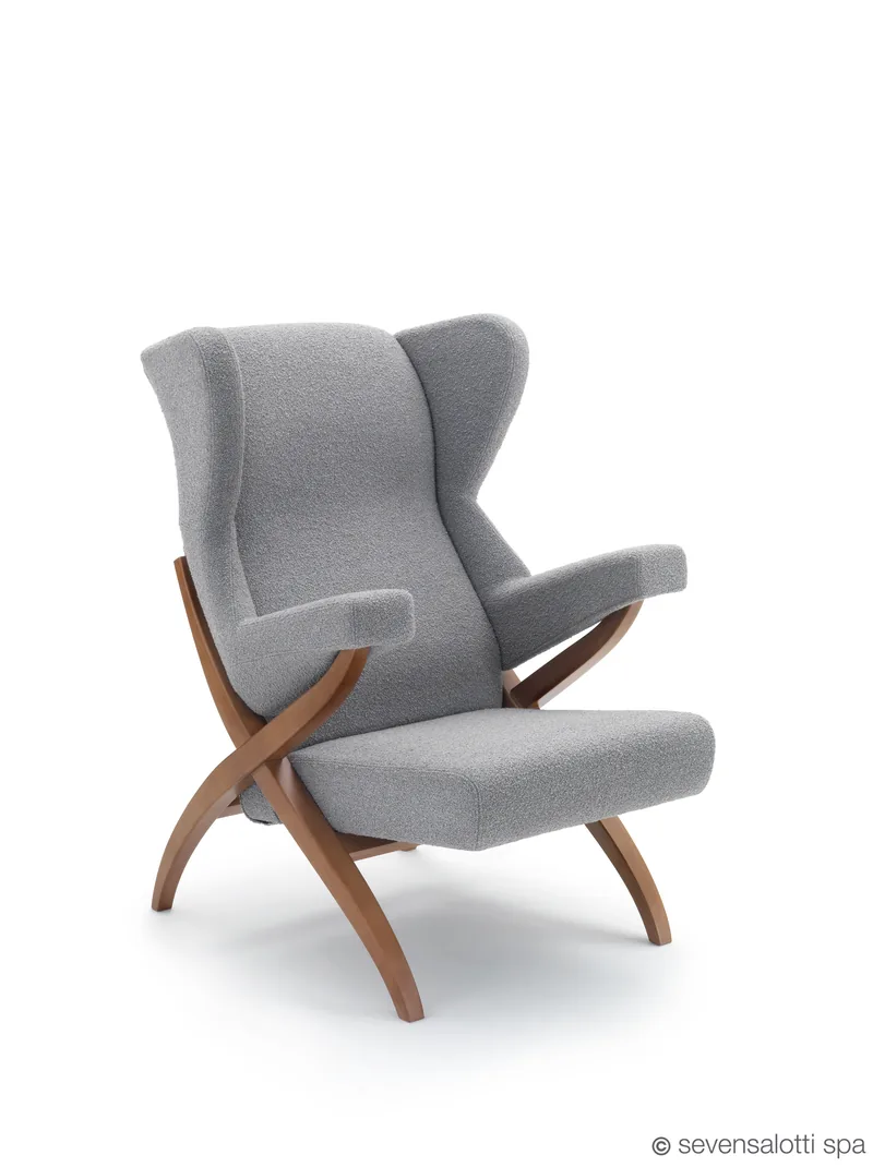 Poltrona Fiorenza Arflex in tessuto grigio, gambe chiare