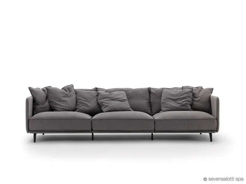 Straight Arflex K2 sofa, grey, with cushions