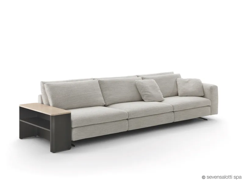 Divano Leenus Arflex lineare con mobile laterale, grigio chiaro