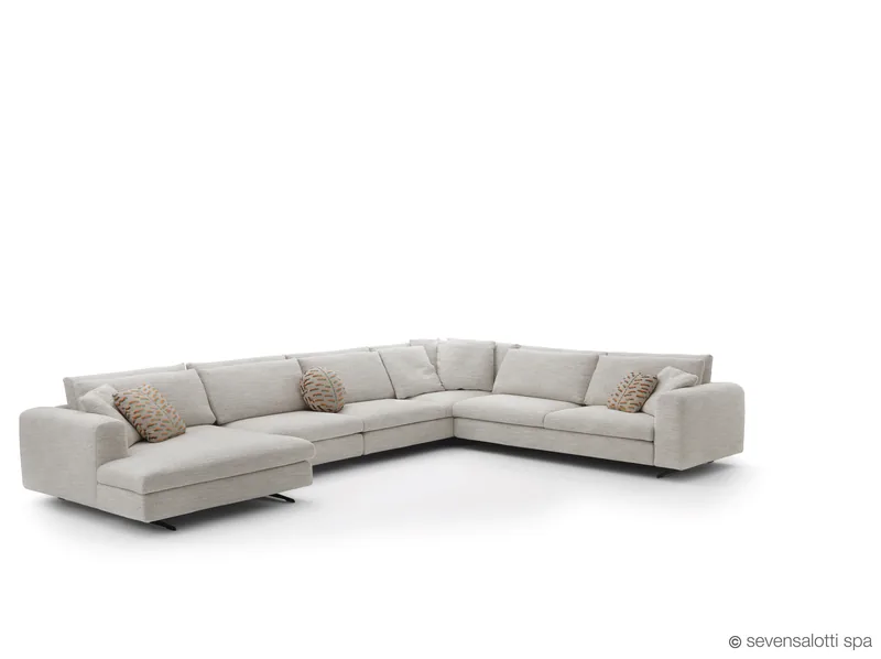 Composizione a U Leenus Arflex con chaise longue, color crema