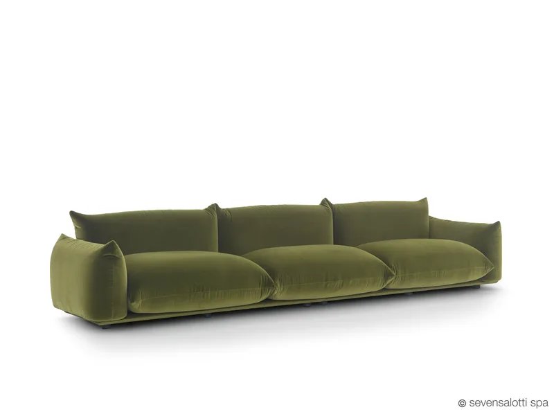 Four-seater Marenco Arflex sofa, olive green