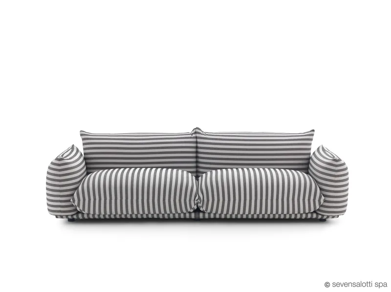 Three-seater Marenco Arflex sofa, black and white stripes