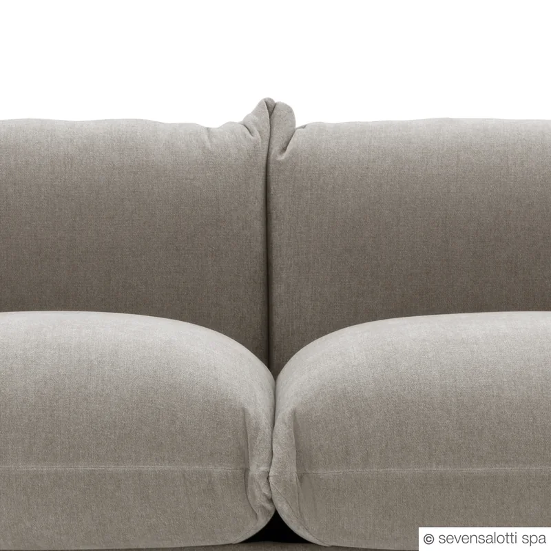 Detail of the Arflex Marenco sofa: back and seams between the cushions, grey