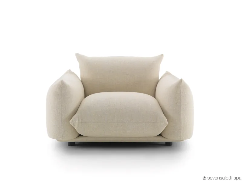 Poltrona Marenco Arflex con braccioli, avorio, vista frontale