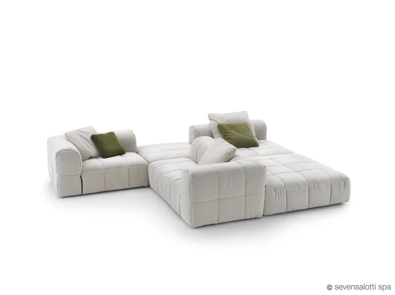 Arflex Strips island composition, white with green cushions