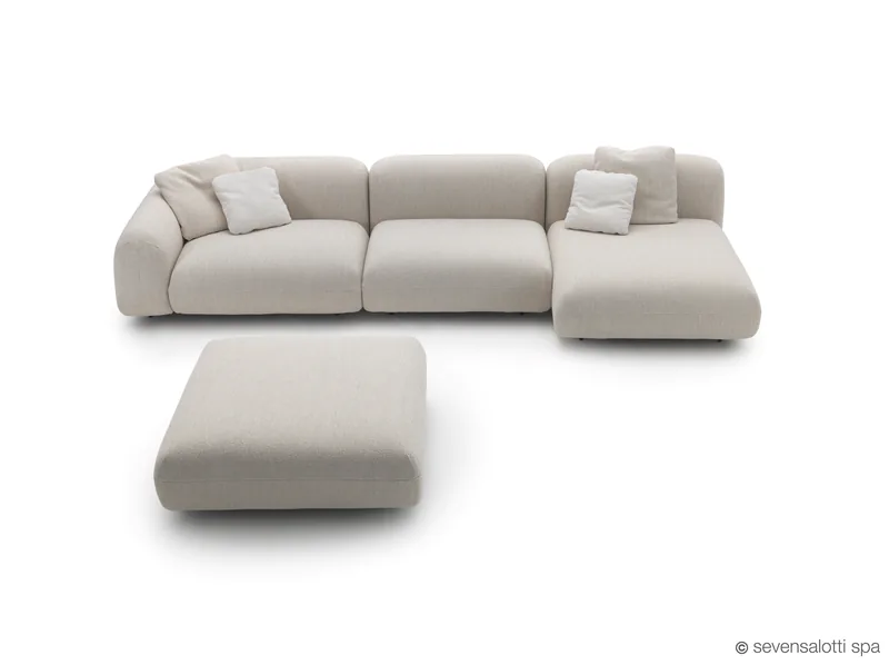Composizione angolare Tokio Arflex con pouf, grigio chiaro