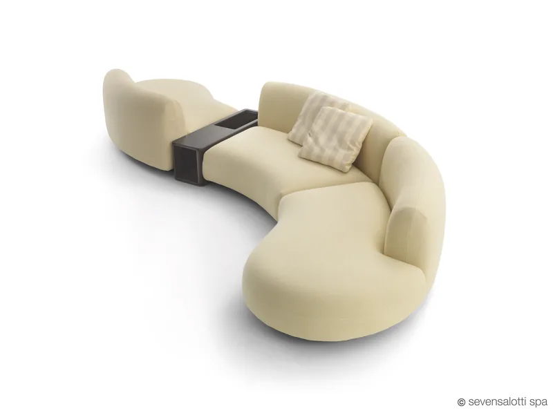 Composizione curva Tokio Arflex con tavolino integrato, giallo chiaro