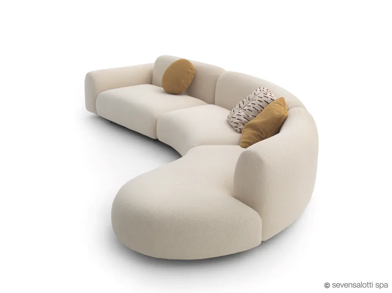 Composizione curva Tokio Arflex bianco panna con elemento terminale arrotondato