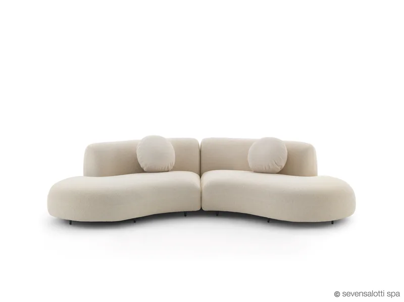 Divano curvo Tokio Arflex senza braccioli, bianco panna