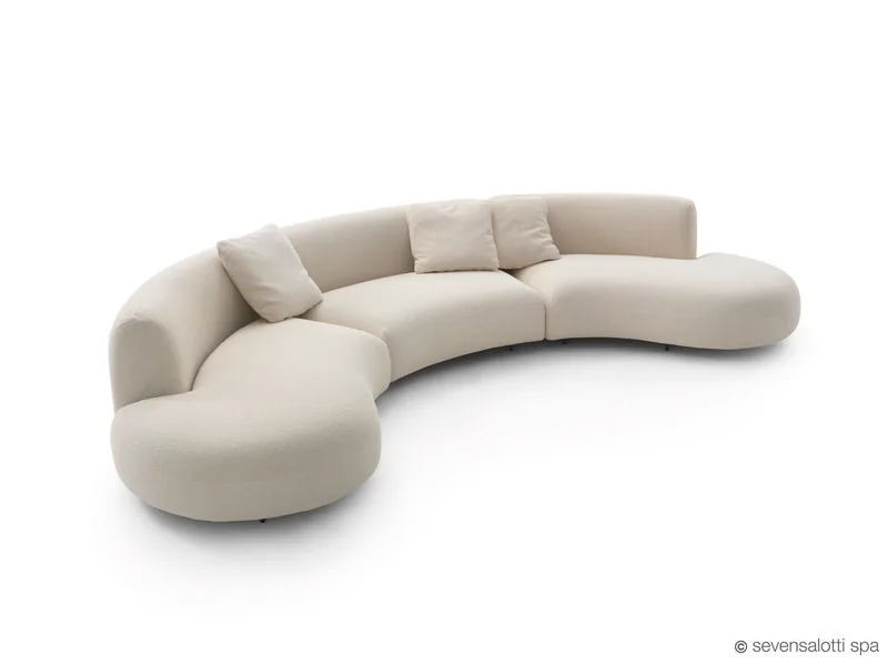 Divano curvo Tokio Arflex ad arco, bianco panna